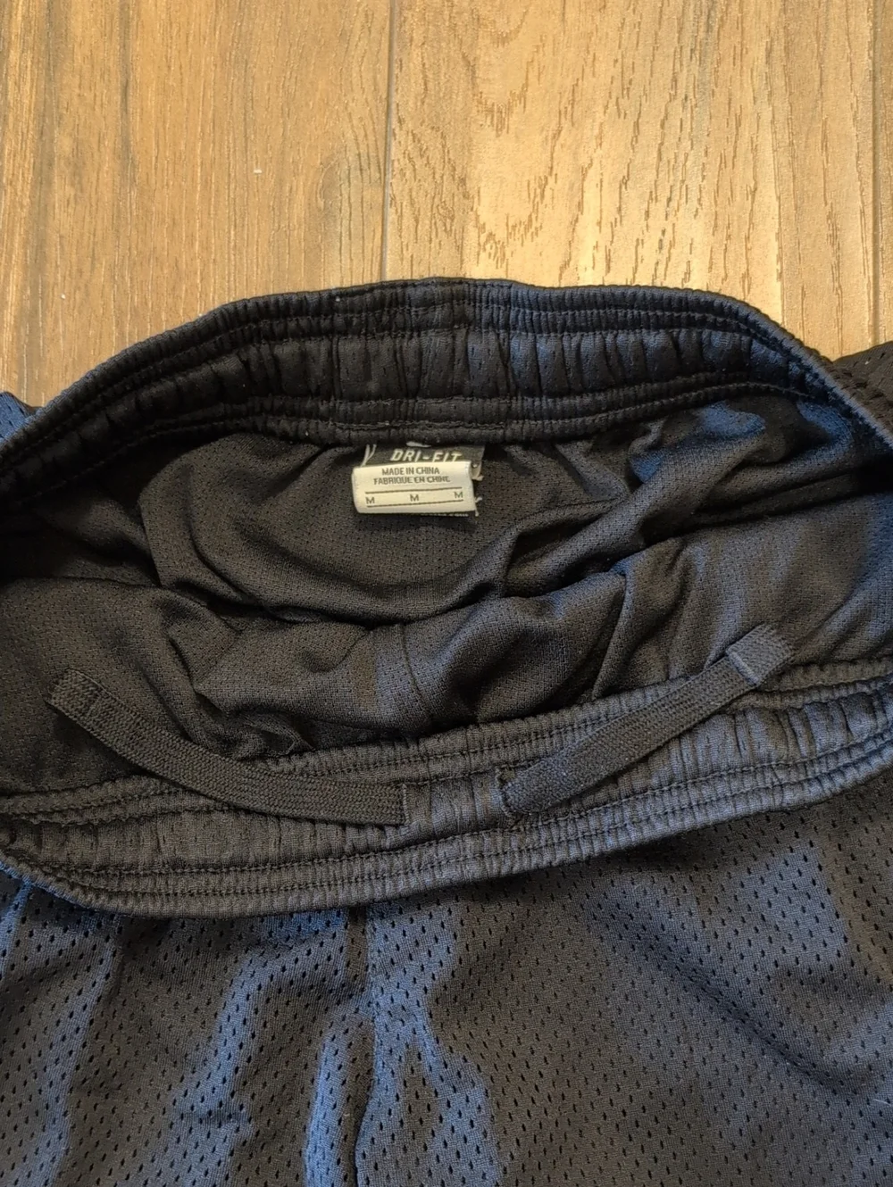 Nike Dri Fit Black Athletic Mesh Basketball Shorts with Gray Stripe